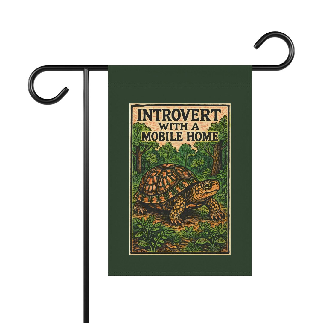 Introvert With a Mobile Home Eastern Box Turtle, Garden Banner | Yard ...