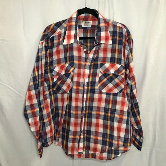 Montgomery Ward Vintage Long Sleeve Shirt Red Blu… - image 1