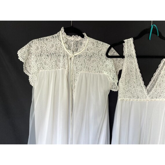 Vtg Intime Negligee Nightgown Set White Gown and … - image 3