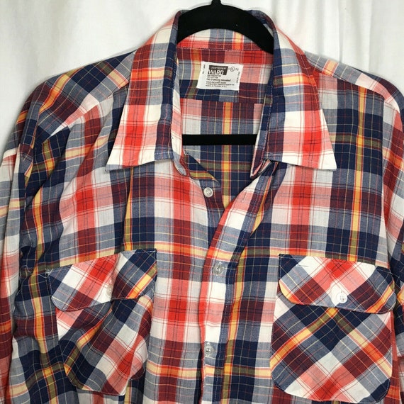 Montgomery Ward Vintage Long Sleeve Shirt Red Blu… - image 2