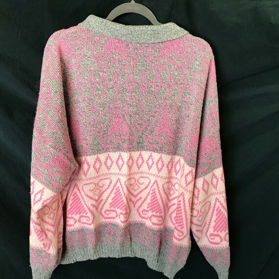 Vtg Venezia Sportswear Sweater Pink and Gray Pull… - image 7