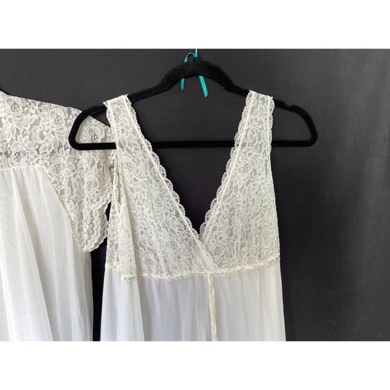 Vtg Intime Negligee Nightgown Set White Gown and … - image 6