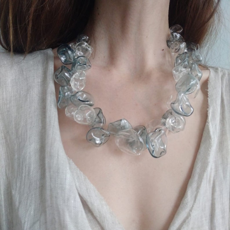 Blown Glass Necklace. Blown Hollow Glass Flower Necklace in Etsy