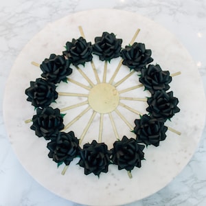 Small Black Paper Flowers - Wedding Table Decor - Halloween Floral Decor - Black Wedding Decor - Halloween Wedding Decor