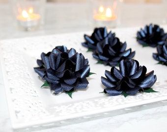 Small Loose Navy Blue Paper Flowers - Wedding Table Decor (set of 12)