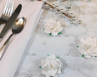 Small White Paper Flowers - Wedding Table Decor - Loose White Paper Flowers - White Wedding Decor