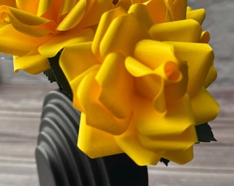 Yellow Paper Flowers on Stems | Wedding Flower Decor | Paper Anniversary Gift | Reusable Paper Roses | Recycled Paper Flower Decor