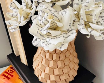Book Page Paper Flowers – Recycled Literary Wedding Bouquet - Anniversary Gift - Book Lover Centerpiece - HARRY POTTER