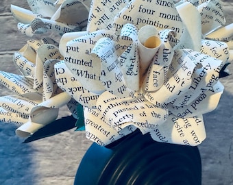 Book Page Paper Flowers – Recycled Literary Wedding Bouquet - Anniversary Gift - Book Lover Centerpiece - BRAVE NEW WORLD