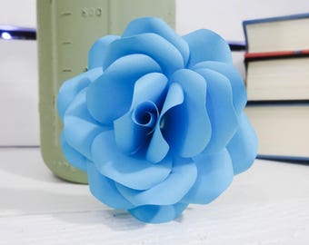 Blue Paper Flowers - Paper flowers with stems - Paper Flower Bouquet - Mother's Day Gift - Paper Anniversary - Wedding Bouquet