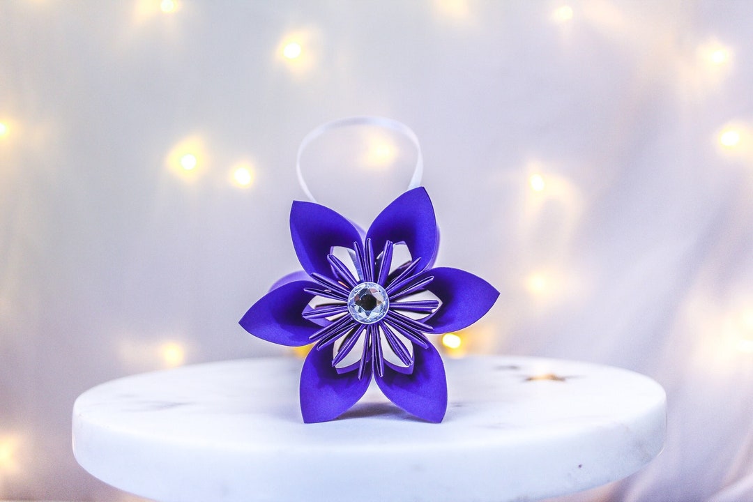 Purple Paper Flower Christmas Ornament Etsy