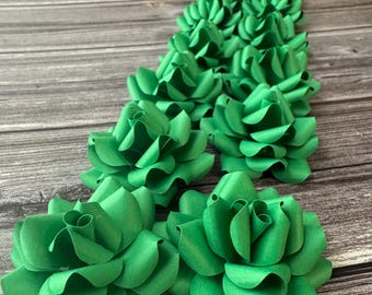 Set of 12 Green Paper Flowers, Wedding Table Decorations, Bridal Shower Decor, Anniversary Decor, Graduation Party Colors, Green Wedding