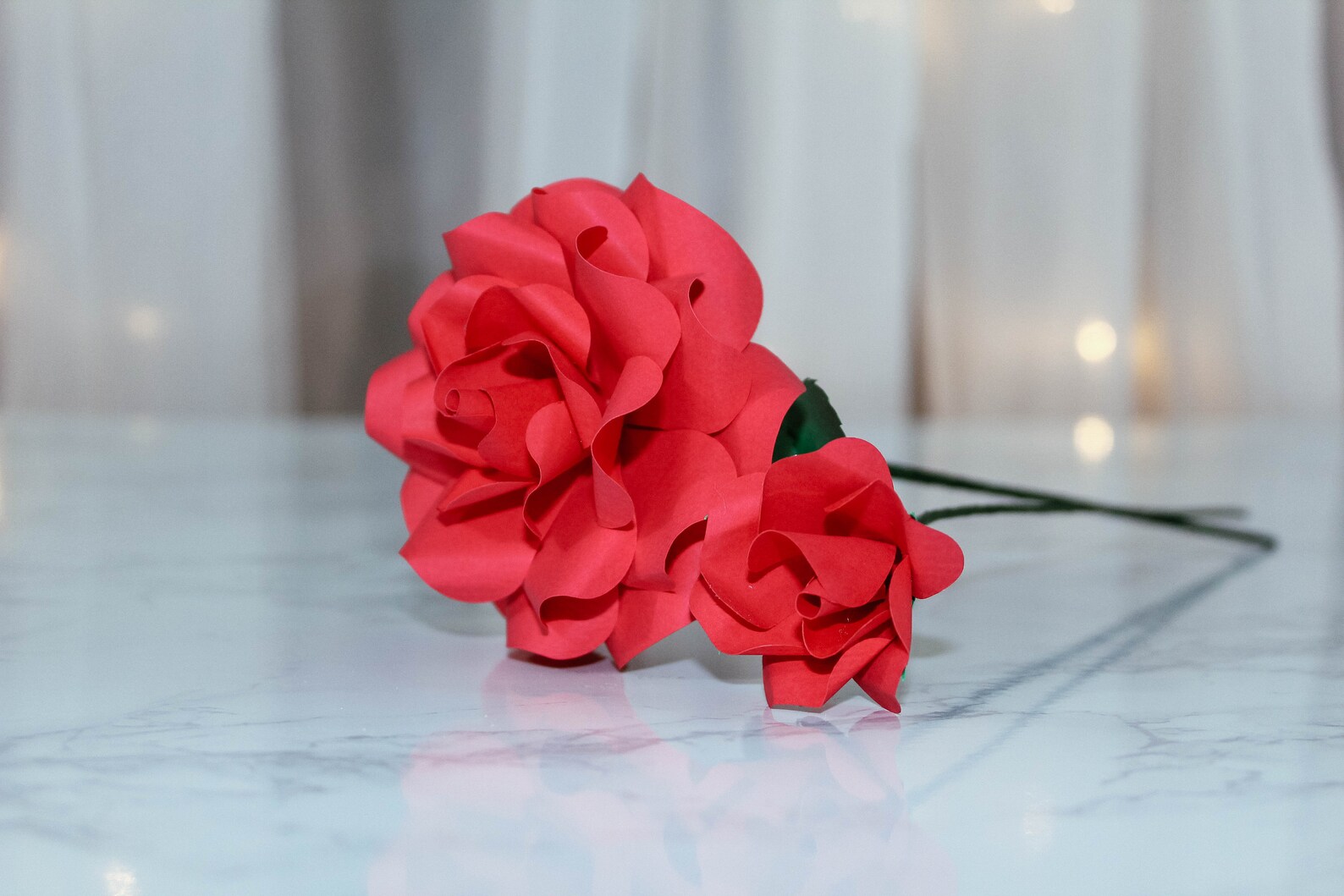 Red Paper Roses on Stems bouquet Valentine's Day gift Etsy