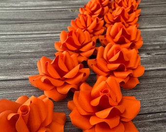 Orange Paper Flowers (set of 12) - Fall Wedding Table Decor - Rustic Wedding Decor - Halloween Themed Wedding - Paper Flower Scatter
