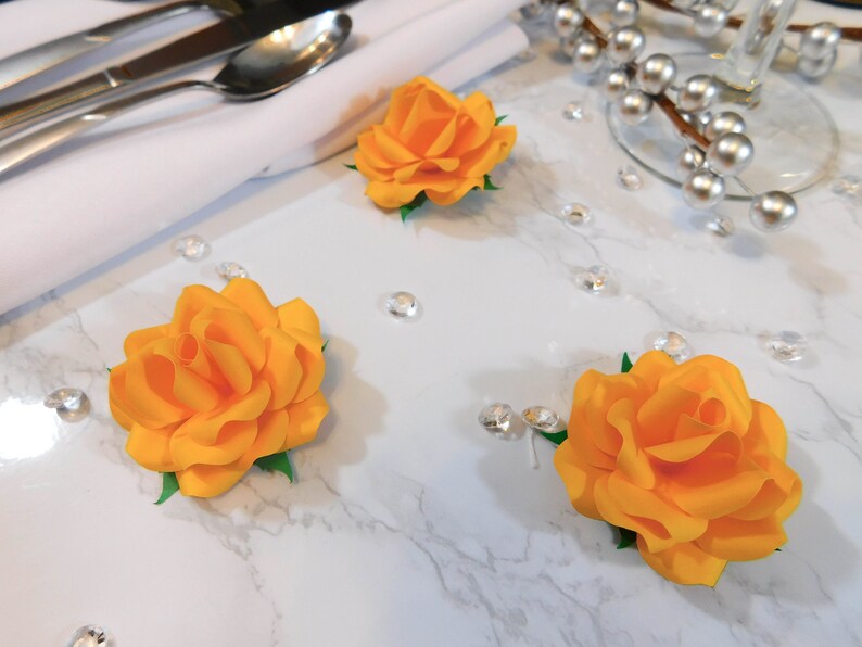 Small Golden Yellow Paper Flowers Wedding Table Decor Fall Etsy