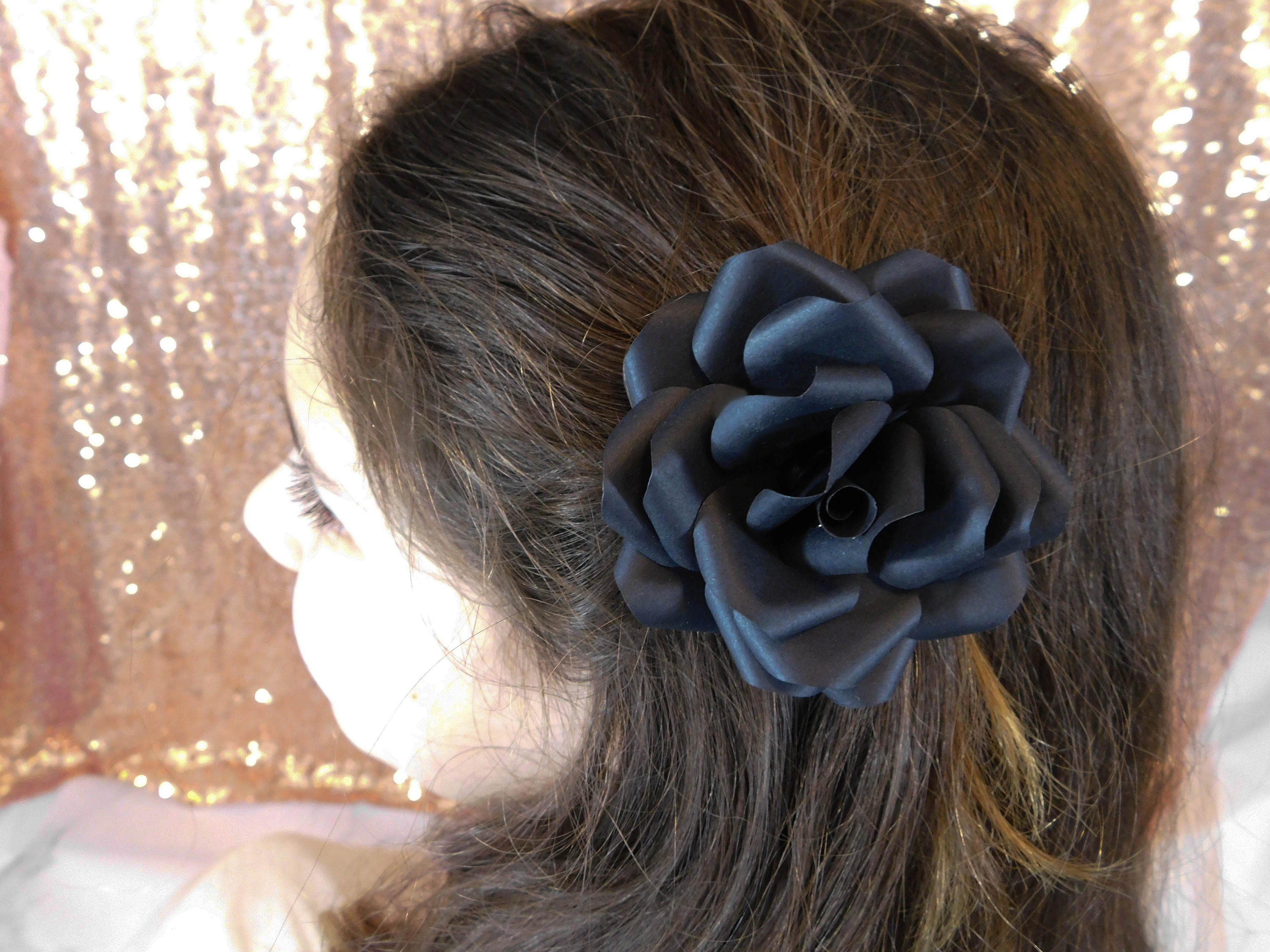 Flower Hair Clip Black Flower Girl Hair Clip Halloween Etsy