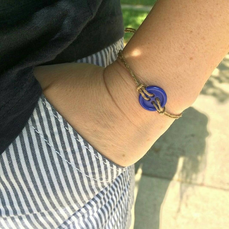 Button Bracelet Hipster Bracelet Adjustable Twine Bracelet Etsy