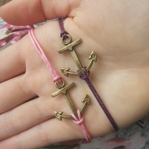 Anchor charm bracelet, anchor jewelry, nautical bracelet, adjustable bracelet, sorority bracelet, simple bracelet, gold anchor bracelet