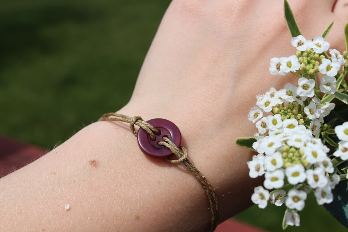 Button Bracelet hipster bracelet adjustable twine bracelet Etsy