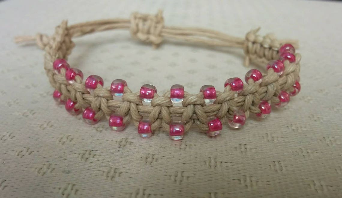 Beaded Square Knot Bracelet Knotted Bracelet Simple Etsy