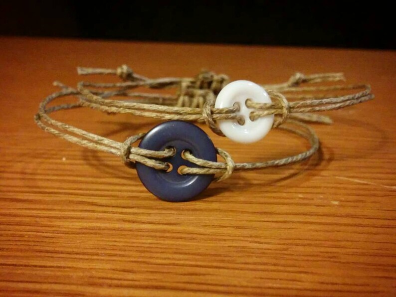Button Bracelet Hipster Bracelet Adjustable Twine Bracelet Etsy