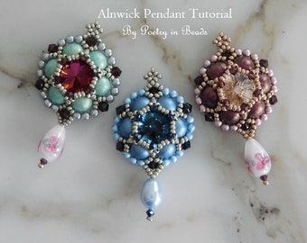 Beaded Jewelry Tutorial, Alnwick Pendant Tutorial, Beading Tutorial, Beading Pattern, Bridesmaid Jewelry, Pearl Jewelry, Beadweaving, PDF