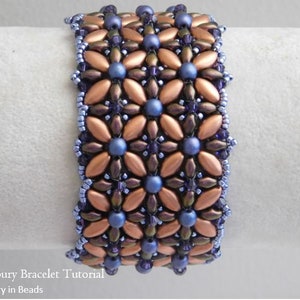 Beading Bracelet Tutorial, Tewkesbury Bracelet, Bead Bracelet Pattern, Irisduo, Superduo, Swarovksi Bicone, Beadweaving, cuff bracelet, PDF