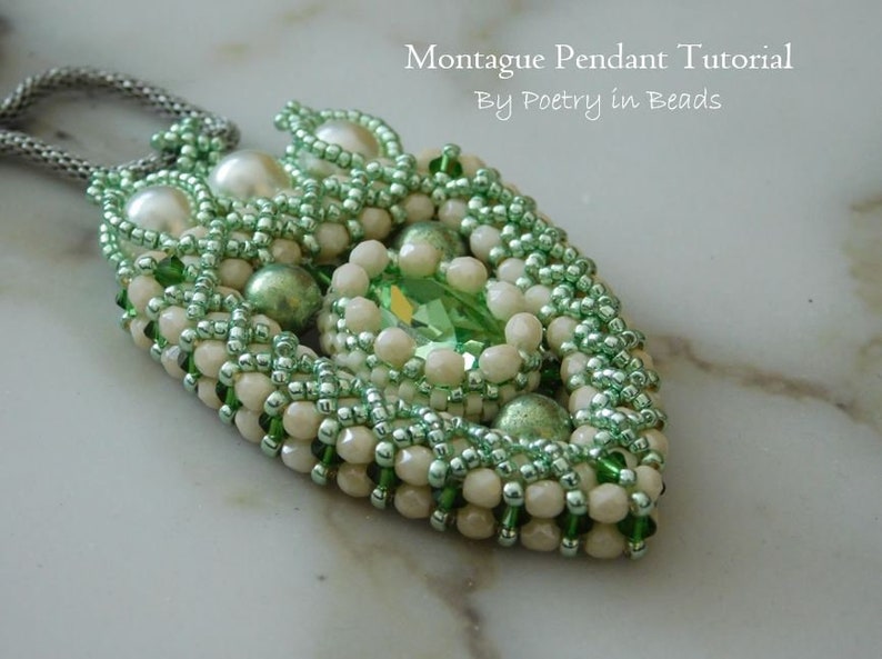 2 Beading Tutorials, Montague and Capulet Tutorials, Pendant Tutorials, Medieval Jewerly, Shakespeare Jewelry, Swarovski, Czechmates Beads image 5