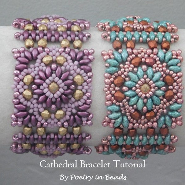 Beaded Jewelry Tutorial, Cathedral Bracelet Tutorial, Beaded Bracelet Pattern, Jewelry Making, Beadweaving, Superduo, 4mm Firepolish, PDF