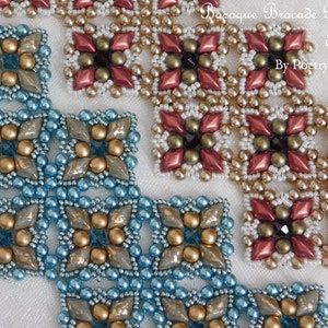 Jewelry Tutorial, Baroque Brocade Bracelet Tutorial, Bracelet Pattern, Gemduo, Jewelry Making, Beading Pattern, Beading Tutorial Beadweaving