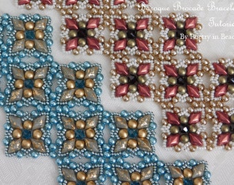 Tutoriel Bijoux, Tutoriel Bracelet Brocart Baroque, Motif De Bracelets, Gemduo, Fabrication De Bijoux, Motifs Perles, Tutoriel Perles Tissage De Perles