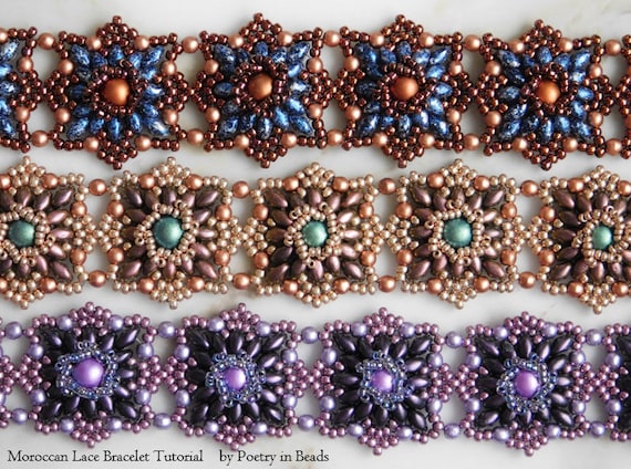 Beading Tutorial, Moroccan Lace Bracelet Tutorial, Beaded Jewelry, Bracelet  Pattern, Superduo, Seed Beads, Beadweaving Tutorial, Moroccan 
