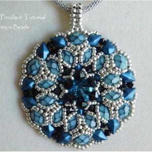 Beading Pendant Tutorial, Gaia Pendant, Bead Pattern, Beadweaving, 6mm Firepolish Bead, Diamonduo, Swarovski Rivoli, PDF, Instant Download