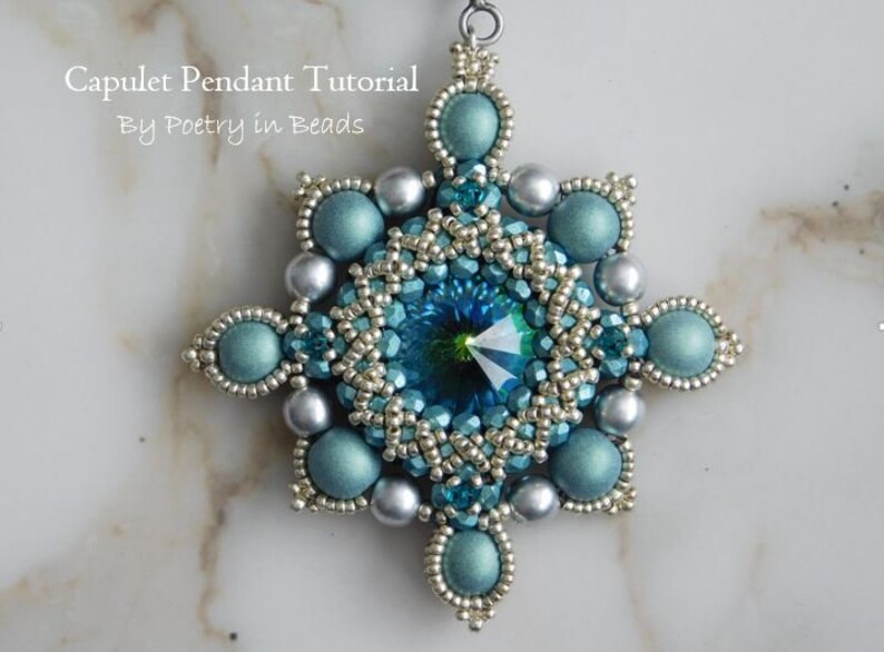 2 Beading Tutorials, Montague and Capulet Tutorials, Pendant Tutorials, Medieval Jewerly, Shakespeare Jewelry, Swarovski, Czechmates Beads image 9