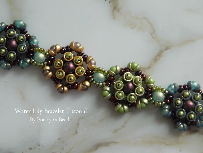 Beaded Bracelet Tutorial Water Lily Bracelet Beading Etsy