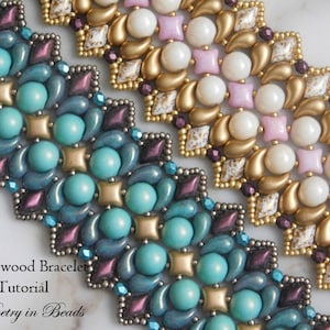 Beaded Jewelry Tutorial, Tanglewood Bracelet Tutorial, Beading Pattern, Beadweaving, Seed Beads, Zoliduo, Gemduo, Wibeduo, DIY Jewelry, PDF