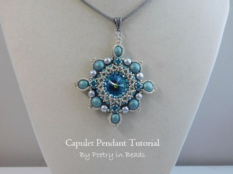 2 Beading Tutorials, Montague and Capulet Tutorials, Pendant Tutorials, Medieval Jewerly, Shakespeare Jewelry, Swarovski, Czechmates Beads image 10