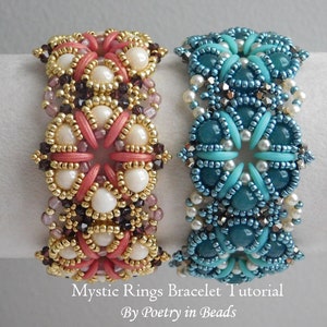 Beaded Jewelry Tutorial, Mystic Rings Bracelet Tutorial, Beading Pattern, Jewelry Pattern, Crescent Beads, Seed Bead Jewelry, Jewelry Making