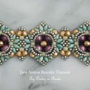 3 kralen sieradenpatronen, Jane Austen sieradenpatronen, kralenweven, kralenwerk, sieraden maken, kralenhandleiding, 10 mm Rivoli, rocailles afbeelding 7