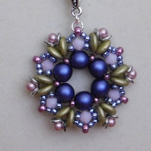 Pärlhänge, Handledning, Mönster, Instruktion, Älvering, Pärlvävning, Pärlsmycken, Swarovski, 2-håls linser, Czechmates, Tjeckisk, PDF