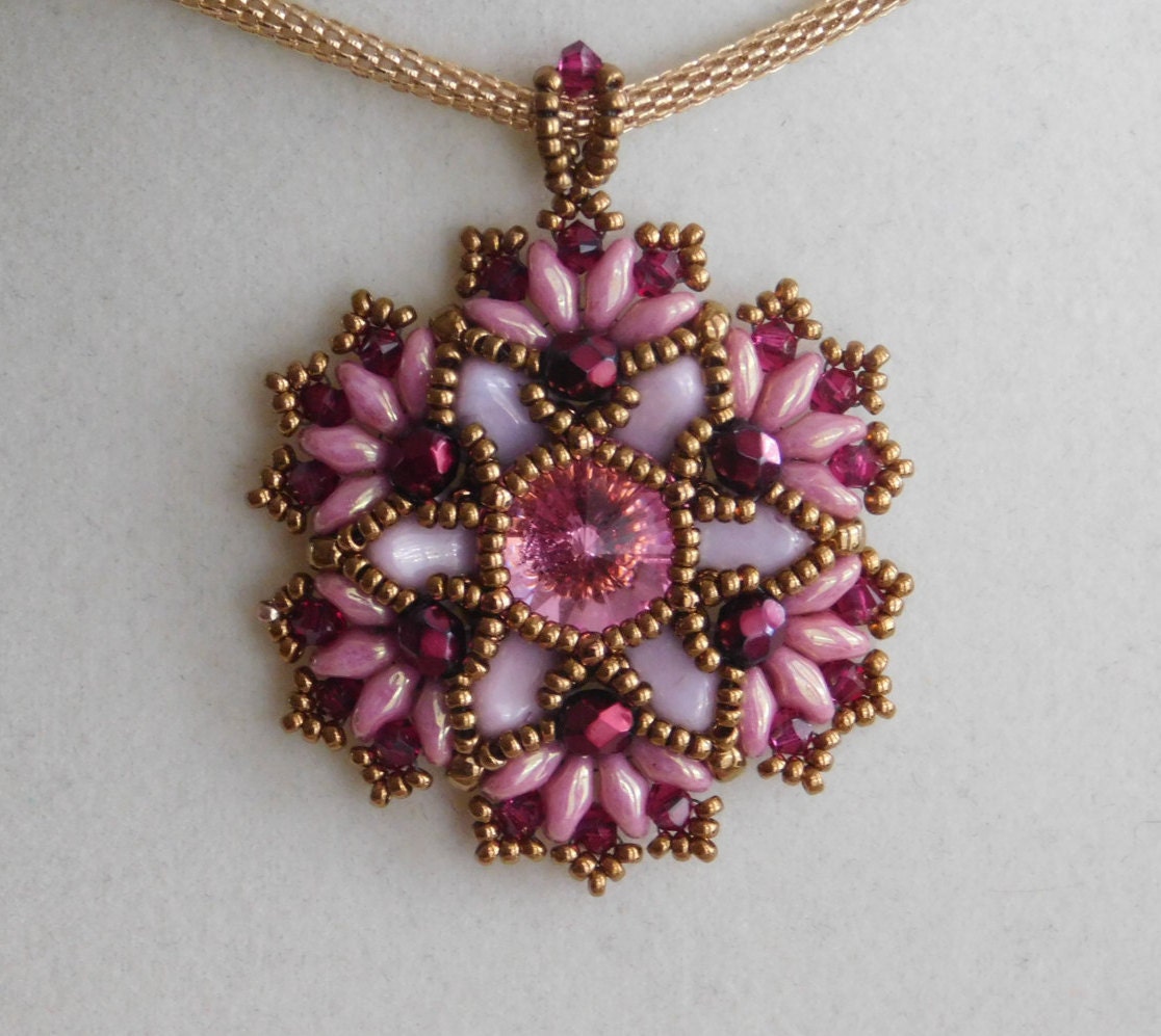 Beaded Pendant Pattern Beading Tutorial Sophia Pendant Etsy