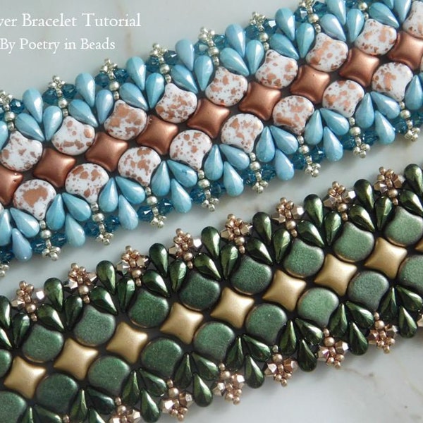 Beading Bracelet Tutorial, Hever Bracelet, Bead Pattern, Wibeduo, Dropduo, Ginkgo Beads, Ginko, Bracelet Instructions, Beadweaving, PDF