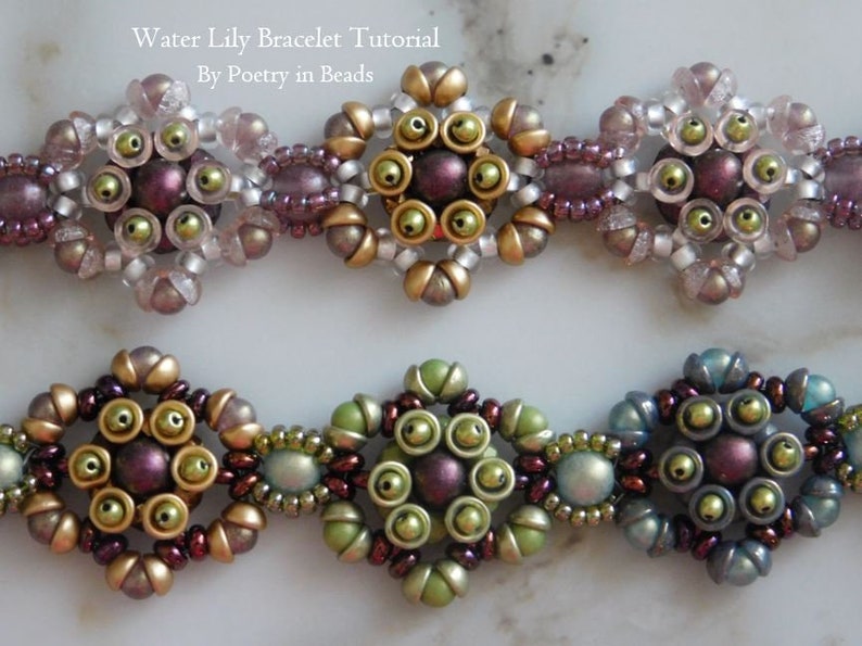Beaded Bracelet Tutorial Water Lily Bracelet Beading Etsy
