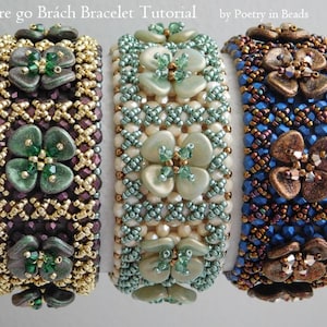 Tutorial perline, Tutorial bracciale Eire Go Brach, Bracciale di perline, Tessitura di perline, Petalo di rosa 7 x 8 mm, Bracciale irlandese Quadrifoglio, Tessitura di perline