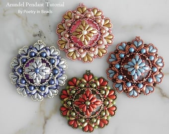 Beaded Pendant Tutorial, Beading Pattern, Arundel Pendant Tutorial, Lunasoft Cabochon, Irisduo, Dropduo, Firepolish, Beadweaving, PDF