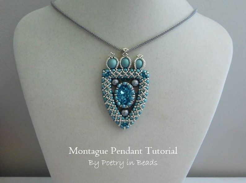 2 Beading Tutorials, Montague and Capulet Tutorials, Pendant Tutorials, Medieval Jewerly, Shakespeare Jewelry, Swarovski, Czechmates Beads image 6