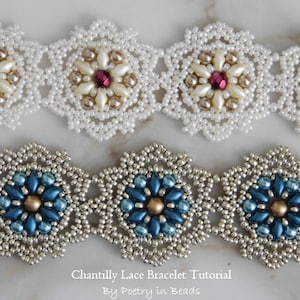 Perlen Armband Anleitung, Anleitung für Armband Chantilly Spitze, Spitzenarmband, Superduo, Perlenschmuck, Perlenweben