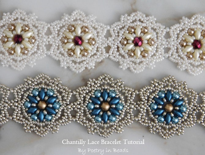 Beaded Bracelet Tutorial, Chantilly Lace Bracelet Tutorial, Lace bracelet, Superduo, Seed Bead Jewelry, Beadweaving Pattern, Beaded Lace