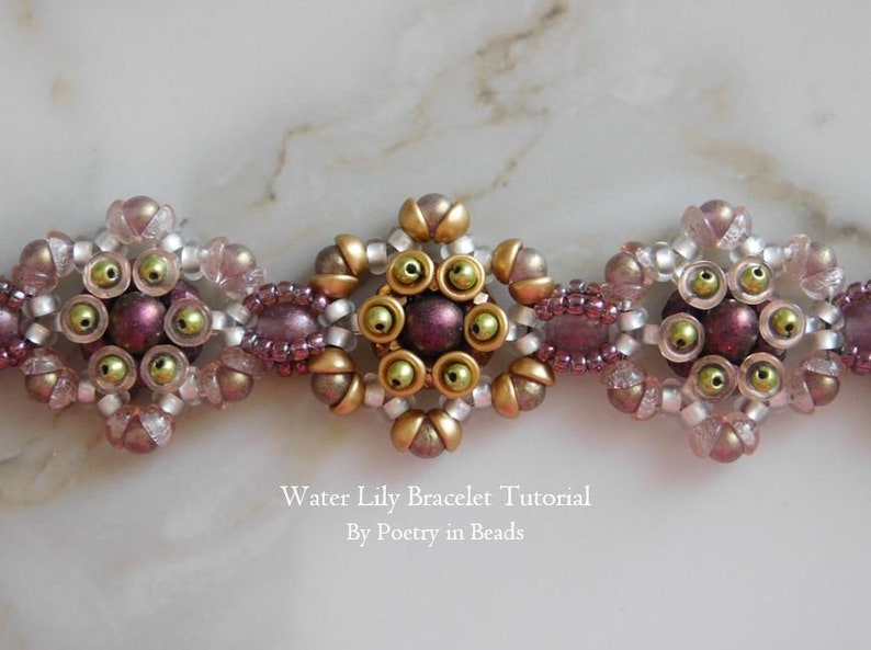Beaded Bracelet Tutorial Water Lily Bracelet Beading Etsy