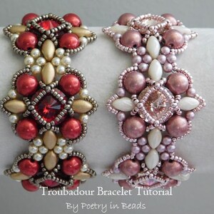 Troubadour Bracelet Tutorial, Beading Bracelet Tutorial, Irisduo, 7mm Cabochon, Swarovski Rivoli, Beaded Jewelry, Beadweaving Pattern, PDF